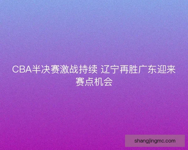 CBA半决赛激战持续 辽宁再胜广东迎来赛点机会