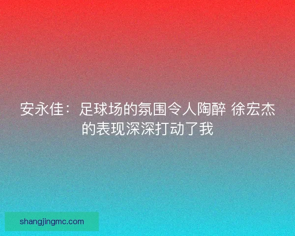 安永佳：足球场的氛围令人陶醉 徐宏杰的表现深深打动了我
