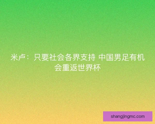 米卢：只要社会各界支持 中国男足有机会重返世界杯