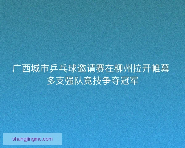 广西城市乒乓球邀请赛在柳州拉开帷幕 多支强队竞技争夺冠军